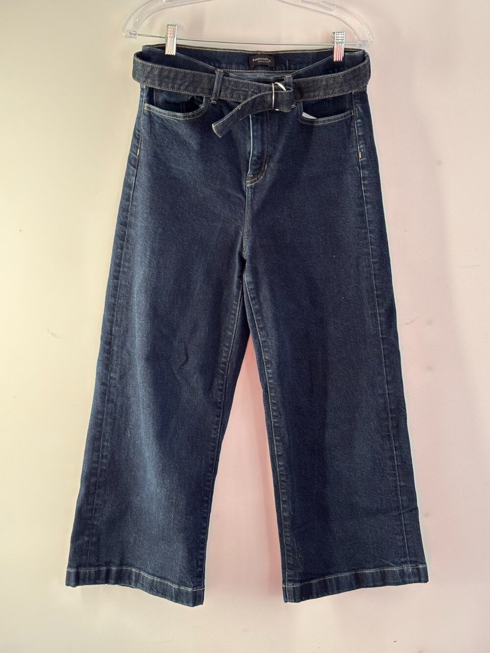 Banana Republic Wide Leg Crop Jeans Womens Size 30 Tie Belt High Rise
